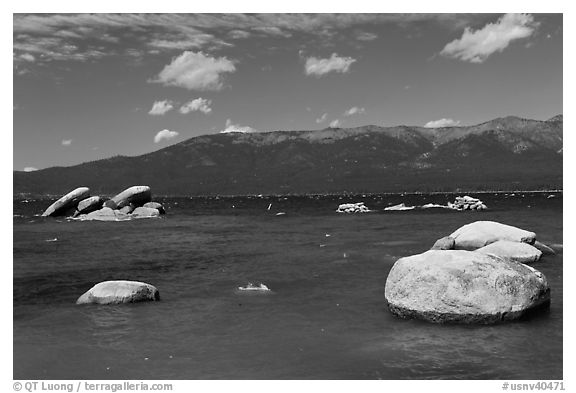 Boulders, Sand Harbor, Lake Tahoe-Nevada State Park, Nevada. USA (black and white)