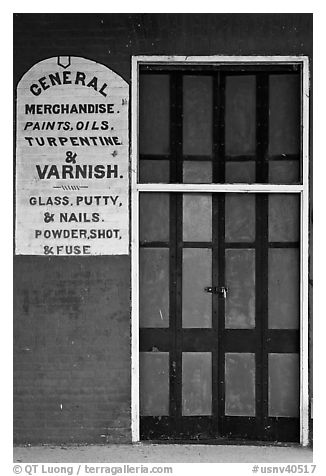 Door and wall, old general store. Genoa, Nevada, USA