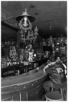 Inside Nevada oldest saloon. Genoa, Nevada, USA (black and white)