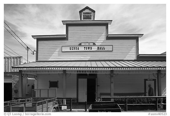 Genoa town hall. Genoa, Nevada, USA (black and white)