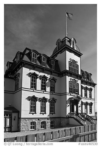 Historic fourth ward school building. Virginia City, Nevada, USA (black and white)