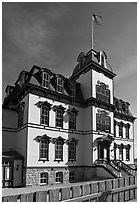 Historic fourth ward school building. Virginia City, Nevada, USA (black and white)