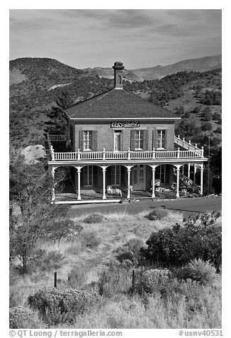 MacKay Mansion. Virginia City, Nevada, USA (black and white)