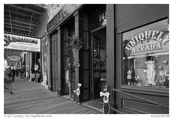 Gallery with souvenir shop. Virginia City, Nevada, USA