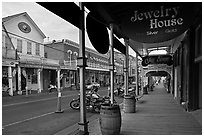 Gallery and main street. Virginia City, Nevada, USA ( black and white)