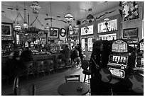 Slot machines in saloon. Virginia City, Nevada, USA (black and white)