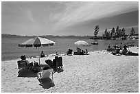 Sandy beach on East shore, Lake Tahoe-Nevada State Park, Nevada. USA ( black and white)