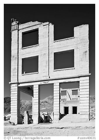 Bank ruins, Ryolite. Nevada, USA (black and white)