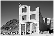 Ruined bank in  Ryolite ghost town. Nevada, USA ( black and white)