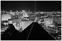 Pyramid, strip and skyline at night. Las Vegas, Nevada, USA (black and white)