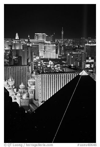 Hotel-casinos at night. Las Vegas, Nevada, USA