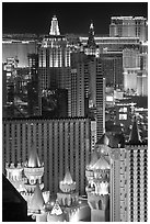 Las Vegas hotels seen from above at night. Las Vegas, Nevada, USA ( black and white)