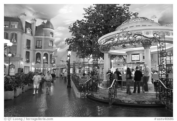 Rotunda and plaza inside Paris hotel. Las Vegas, Nevada, USA (black and white)