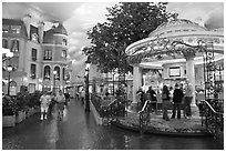 Rotunda and plaza inside Paris hotel. Las Vegas, Nevada, USA ( black and white)