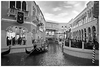 Grand Canal and shops inside Venetian hotel. Las Vegas, Nevada, USA (black and white)