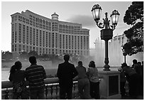 Watching the Fountains of Bellagio at dusk. Las Vegas, Nevada, USA ( black and white)