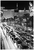 Las Vegas Strip traffic by night. Las Vegas, Nevada, USA (black and white)