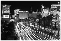 Hotels and Las Vegas Strip by night. Las Vegas, Nevada, USA (black and white)