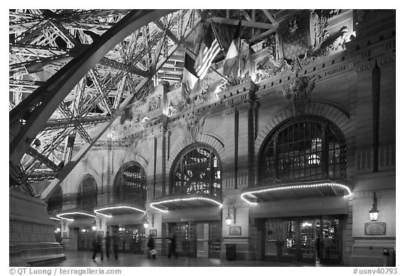 Station-like Entrance of Paris Las Vegas hotel. Las Vegas, Nevada, USA (black and white)