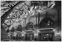 Station-like Entrance of Paris Las Vegas hotel. Las Vegas, Nevada, USA (black and white)