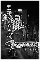 Neon lights in East Fremont district. Las Vegas, Nevada, USA ( black and white)