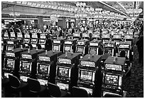 Rows of slot machines. Las Vegas, Nevada, USA (black and white)