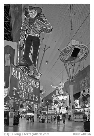 Fremont Street and intricate neon sights. Las Vegas, Nevada, USA