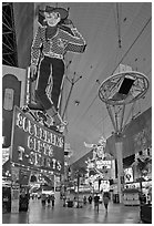 Fremont Street and intricate neon sights. Las Vegas, Nevada, USA ( black and white)