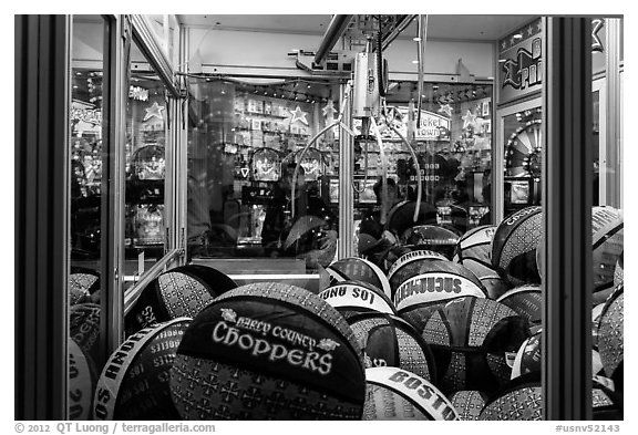 Claw crane game. Reno, Nevada, USA (black and white)