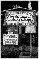 Wedding chapel at night. Reno, Nevada, USA ( black and white)