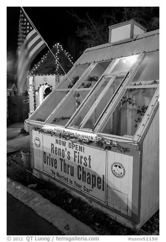 Drive-through chapel. Reno, Nevada, USA (black and white)