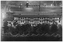 Motel from above on rainy night. Reno, Nevada, USA ( black and white)