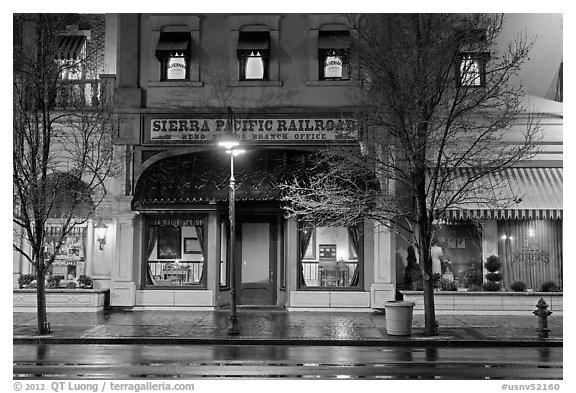 Historic Sierra Pacific railroad office in downtown. Reno, Nevada, USA (black and white)