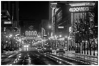Downtown at night. Reno, Nevada, USA ( black and white)