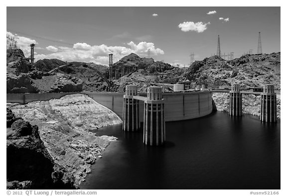 Reservoir and dam, Hoover Dam Bypass beeing built. Hoover Dam, Nevada and Arizona