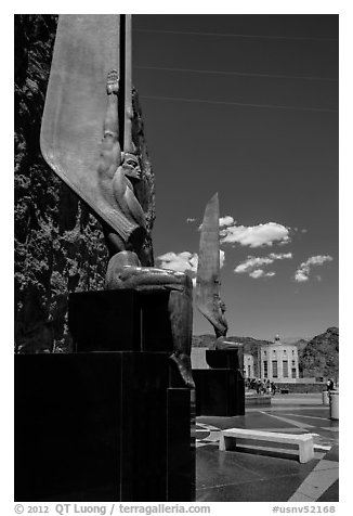 30 feet high bronze figures. Hoover Dam, Nevada and Arizona