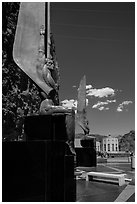 30 feet high bronze figures. Hoover Dam, Nevada and Arizona ( black and white)