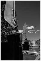 30 feet high bronze figures. Hoover Dam, Nevada and Arizona (black and white)