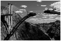 Pat Tillman Memorial Bridge (Hoover Dam Bypass) under construction. Hoover Dam, Nevada and Arizona ( black and white)