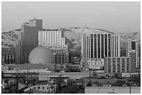 Reno skyline at sunrise in winter. Reno, Nevada, USA ( black and white)