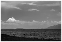 Windy afternoon on desert lake. Pyramid Lake, Nevada, USA ( black and white)