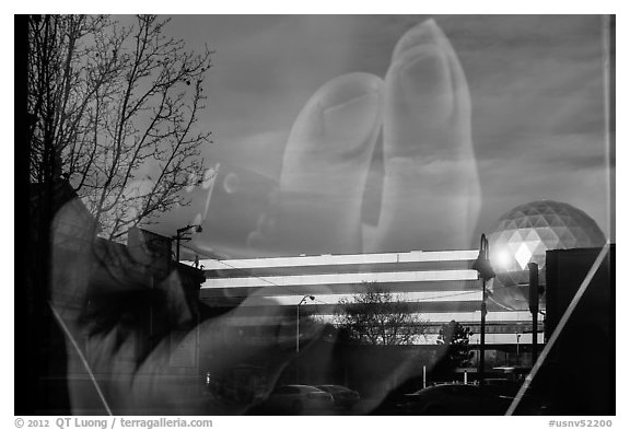 Window reflection. Reno, Nevada, USA (black and white)