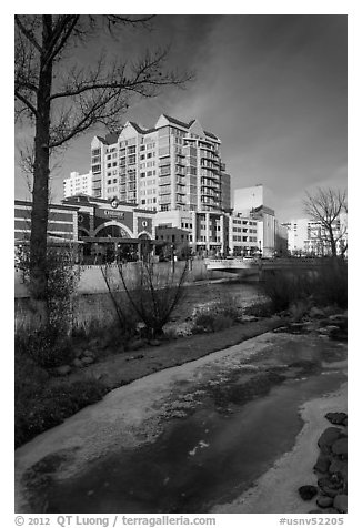 Truckee River in winter. Reno, Nevada, USA