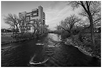 Truckee river, winter sunset. Reno, Nevada, USA (black and white)