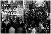 Holiday crowds in carnival game area. Reno, Nevada, USA ( black and white)