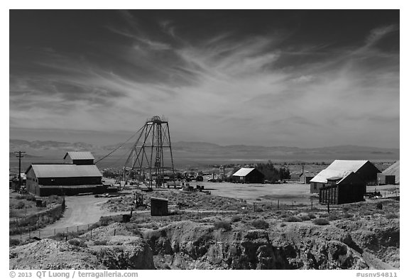Tonopah historic mining park. Nevada, USA (black and white)