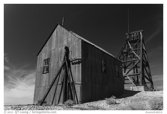 Mining structures. Nevada, USA (black and white)