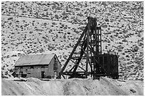 Mine and hillside. Nevada, USA (black and white)