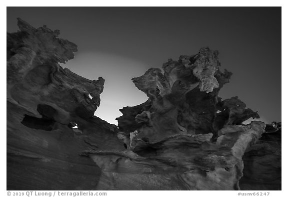 Strange red sandstone formations. Gold Butte National Monument, Nevada, USA (black and white)