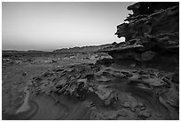Weathered sandstone formations at dawn, Little Finland. Gold Butte National Monument, Nevada, USA ( black and white)